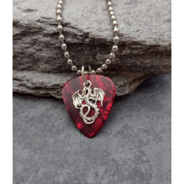dragon charm guitar pick necklace