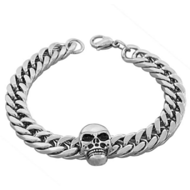 skull bracelet with Cuban Chain